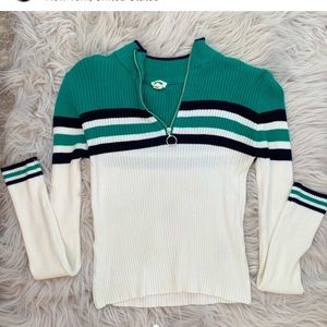 Green, black, and white Garage quarter zip up long sleeve